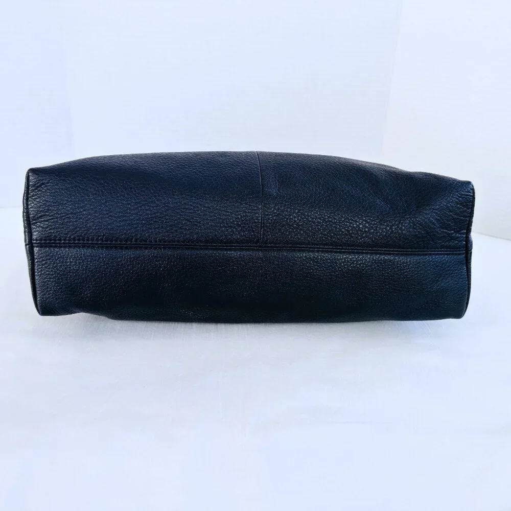 Tory Burch THEA Navy Blue Pebbled Leather‎ Gold Chain Shoulder Tote Bag